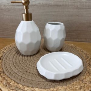 SET DE BAÑO DE CERAMICA GEOMETRIC BLANCO