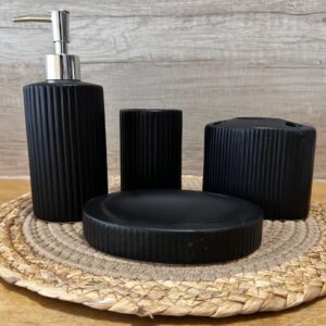 SET DE BAÑO DE CERAMICA COLOR NEGRO